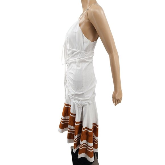 Veronica Beard Sleeveless Midi Dress White/Golden Sand Women's Size 6 - Picture 2 of 13